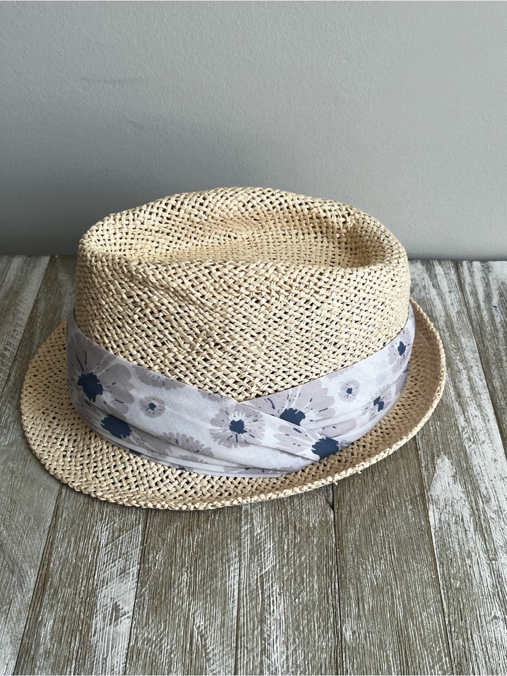 Life is Good Paper Straw Fedora Hat Floral Scarf Band Sun Hat Summer Coastal